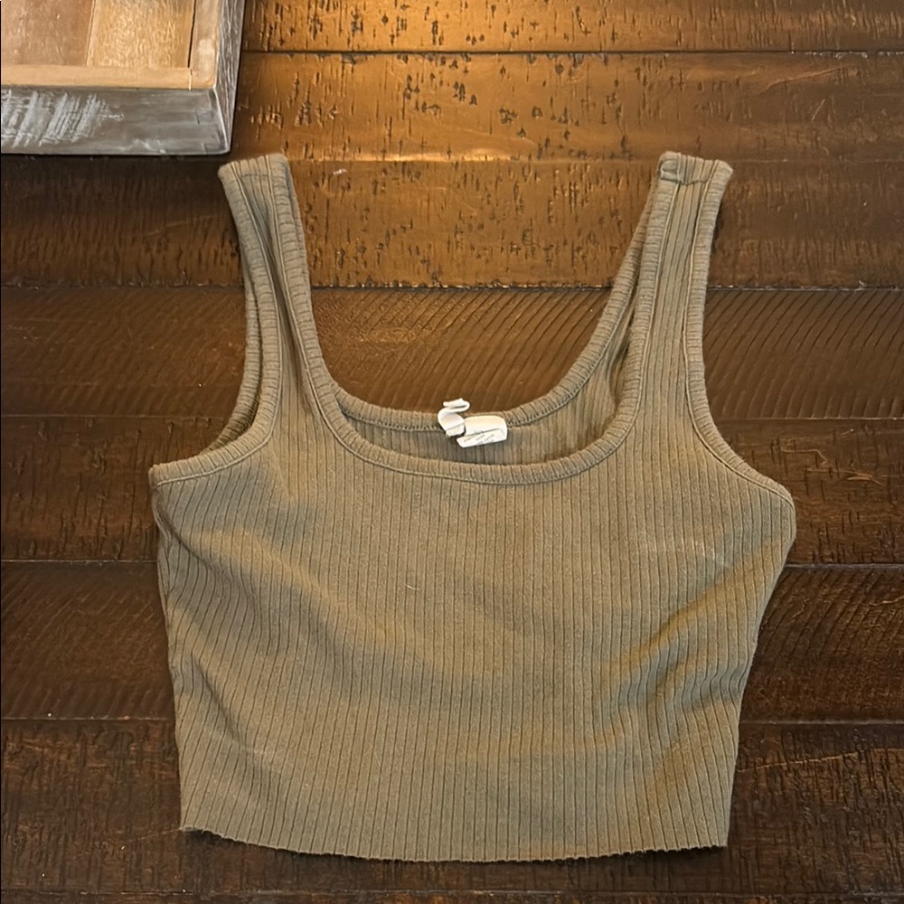 Tilly's Sage Ribbed Tank Top